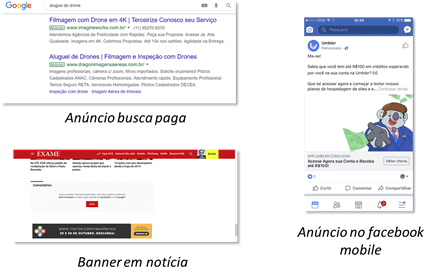 Exemplos de impressão de anúncios