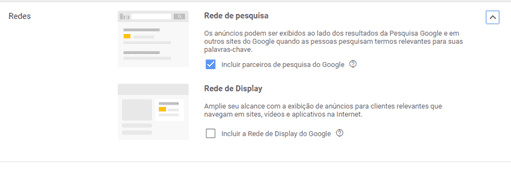 Configuração de campanha Google Ads